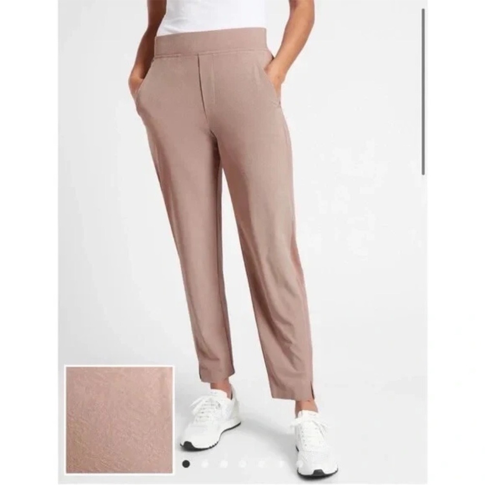 Athleta Brooklyn Textured Ankle Pants Grain Camo Mocha Latte Size 8